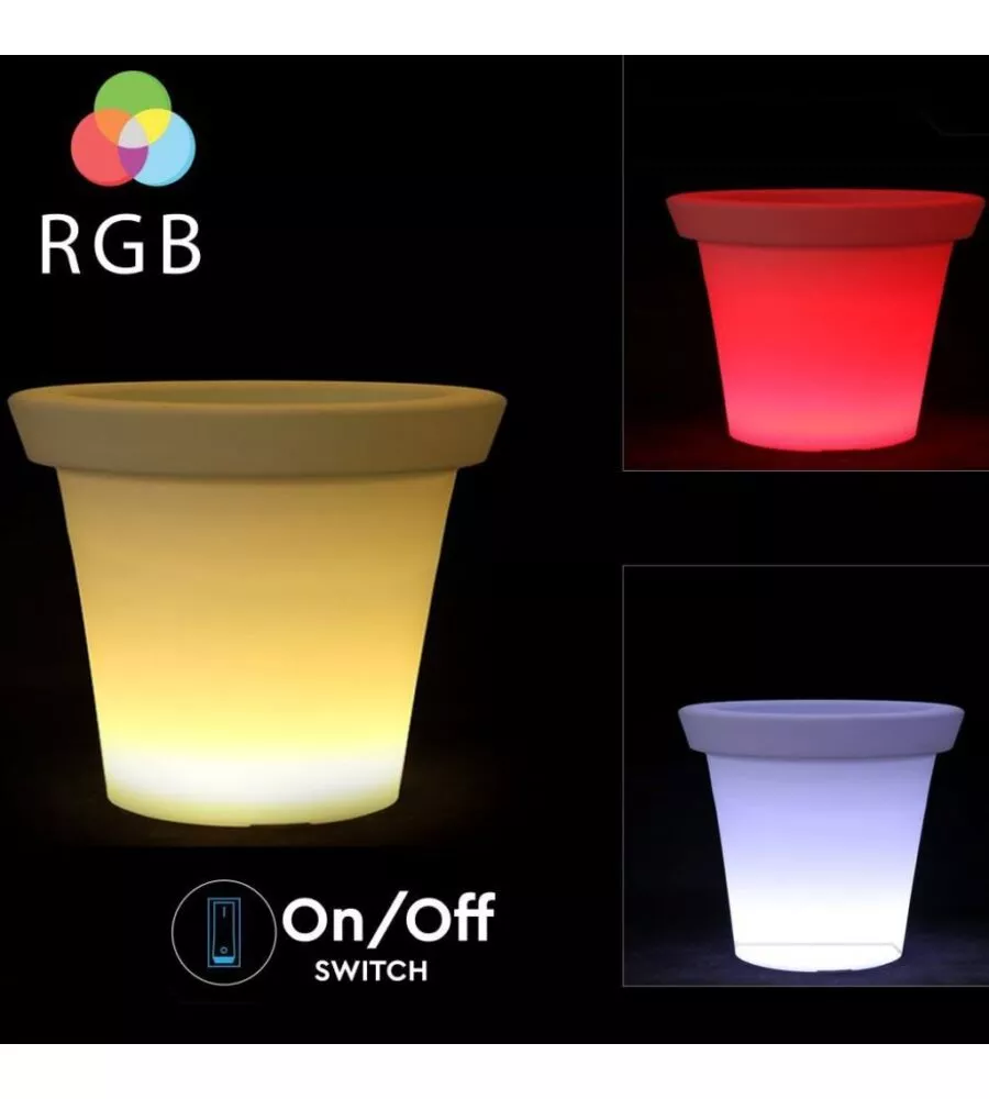 VASO DECORATIVO DA ESTERNO LUMINOSO LED RGB 35,5X32,5 CM